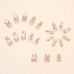 JIARUO 24pcs Press On Nail False Nails Double Nail Enhancement Medium And Long