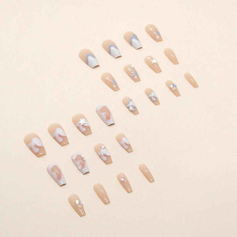 JIARUO 24pcs Press On Nail False Nails Double Nail Enhancement Medium And Long