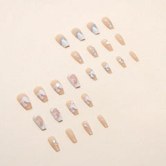 JIARUO 24pcs Press On Nail False Nails Double Nail Enhancement Medium And Long