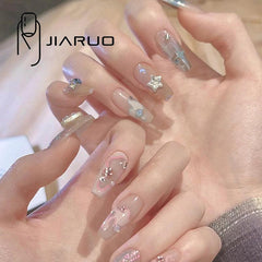 JIARUO 24pcs Press On Nail False Nails Double Nail Enhancement Medium And Long