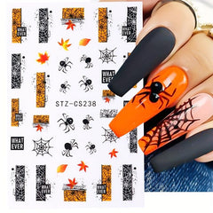 6pcs Halloween Nail Art Stickers Self Adhesive Nail Decals For DIY Or Salons