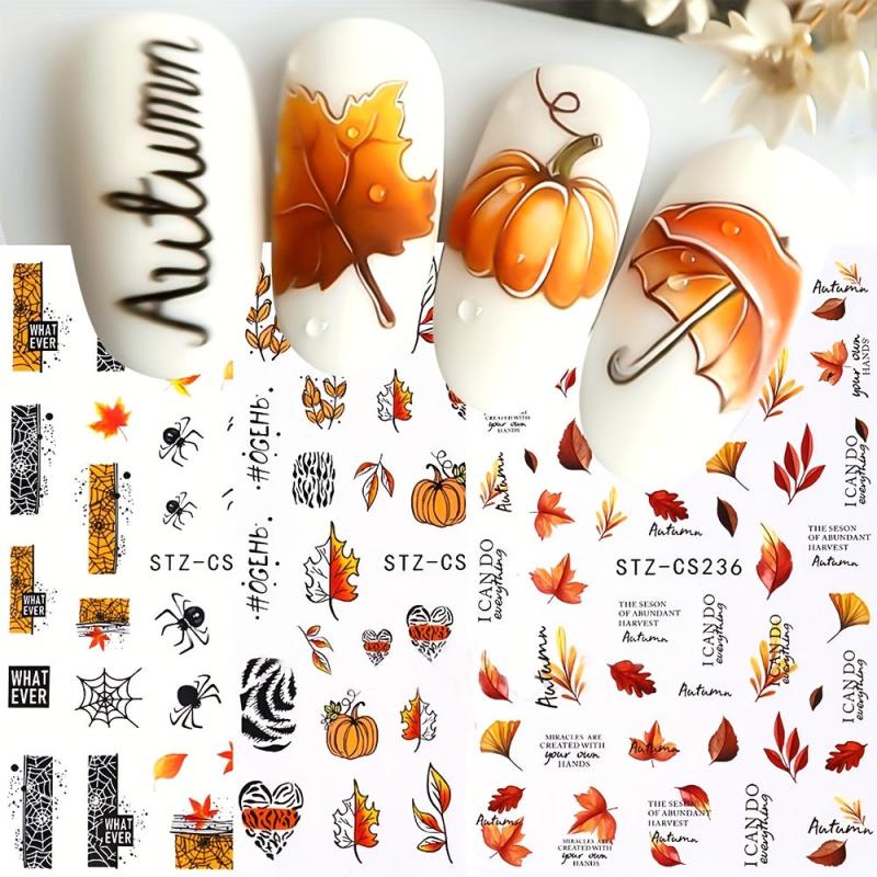 6pcs Halloween Nail Art Stickers Self Adhesive Nail Decals For DIY Or Salons