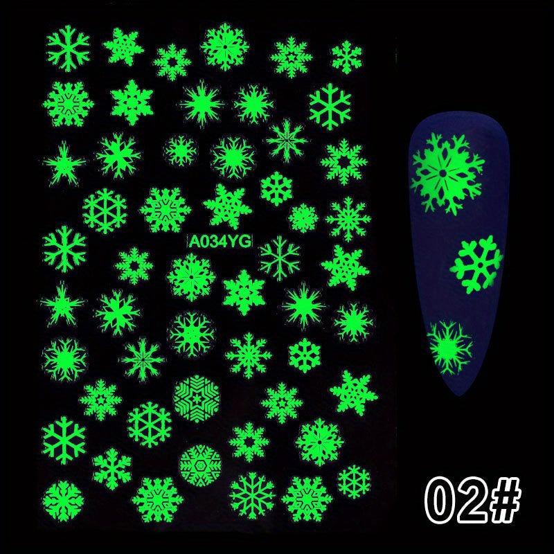 Glow in the Dark 3D Nail Decals DIY Nail Art Stickers for Girls