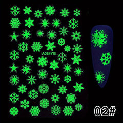 Glow in the Dark 3D Nail Decals DIY Nail Art Stickers for Girls