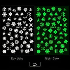 Glow in the Dark 3D Nail Decals DIY Nail Art Stickers for Girls