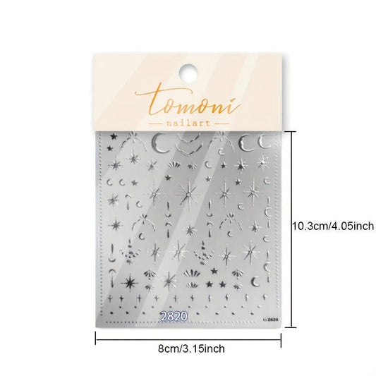 5D Moon Star Nail Art Stickers Decals Self Adhesive