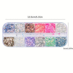 Mermaid Flakes Glitter Sequins Nail Art 12 Grids Paillettes Decoration