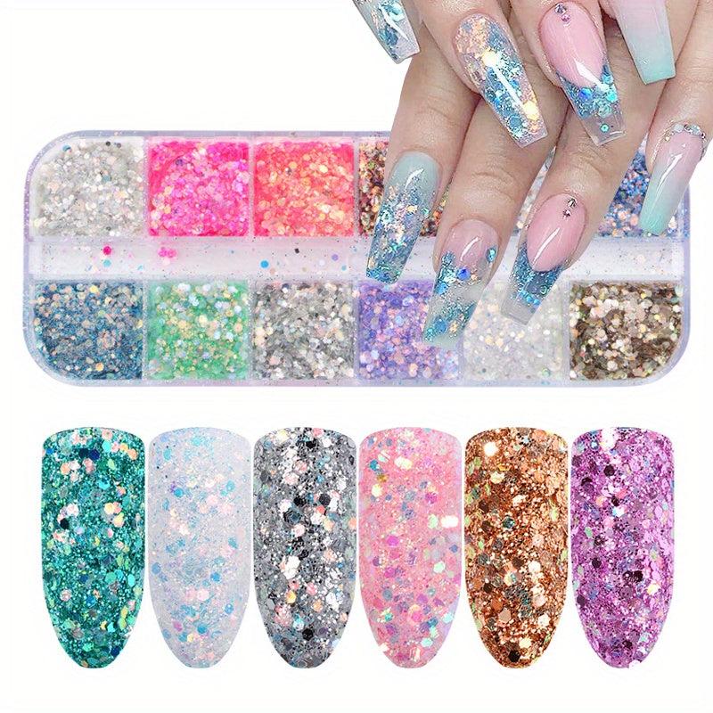 Mermaid Flakes Glitter Sequins Nail Art 12 Grids Paillettes Decoration