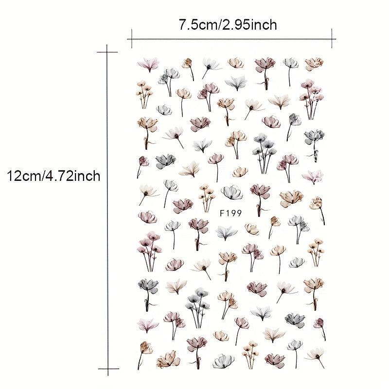 Flowers 3D Nail Stickers Self Adhesive Nail Decals for Manicure
