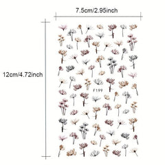 Flowers 3D Nail Stickers Self Adhesive Nail Decals for Manicure