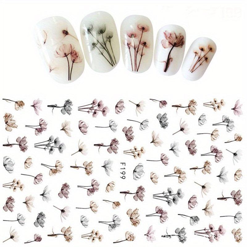Flowers 3D Nail Stickers Self Adhesive Nail Decals for Manicure