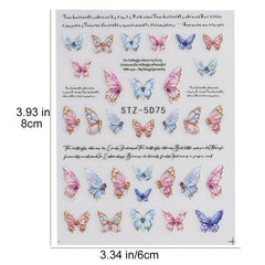 Gradient Butterfly Nail Stickers Self Adhesive Decals