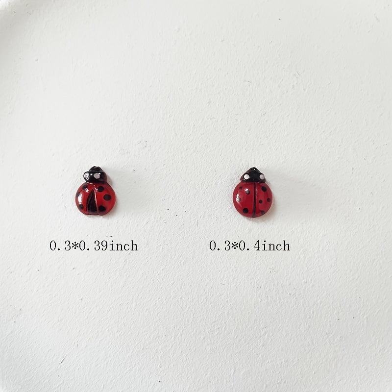 20 Pcs Ladybug Nail Art Resin Charms 3D Nail Decor