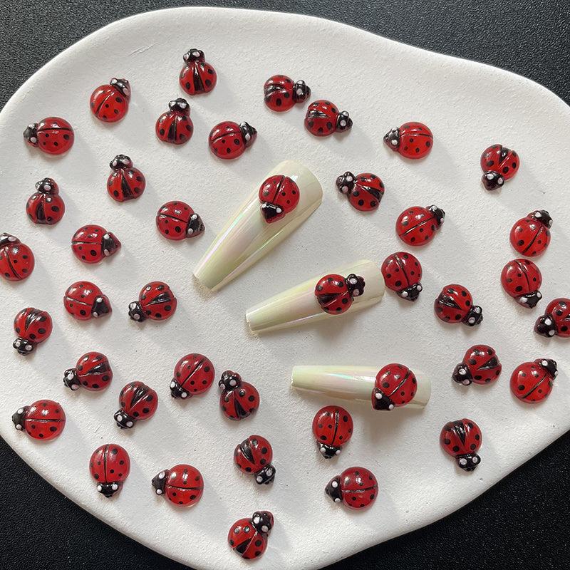 20 Pcs Ladybug Nail Art Resin Charms 3D Nail Decor
