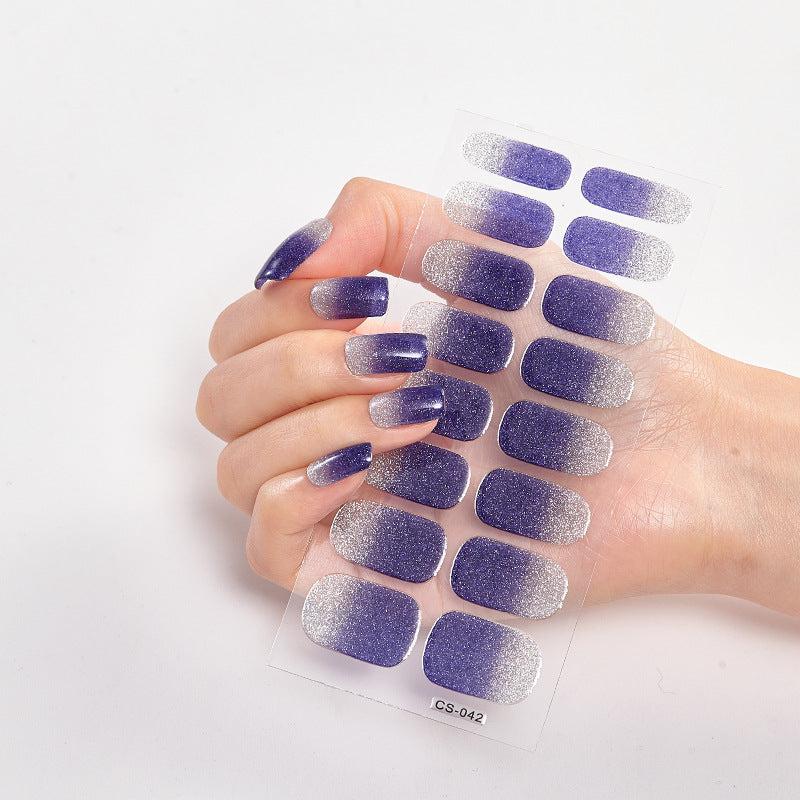 Glitter Gradient Nail Art Stickers Self Adhesive Nail Strips for Women