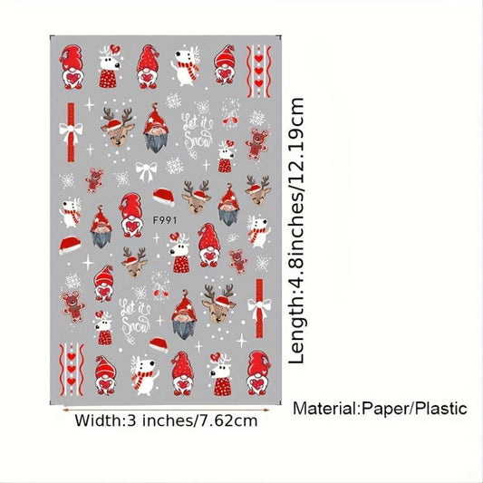 Christmas Nail Art Stickers Santa Claus Snowflake Decals
