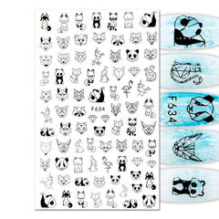 6 Sheets Heart Nail Art Stickers Self Adhesive Cartoon Decals