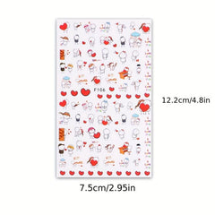 6 Sheets Heart Nail Art Stickers Self Adhesive Cartoon Decals