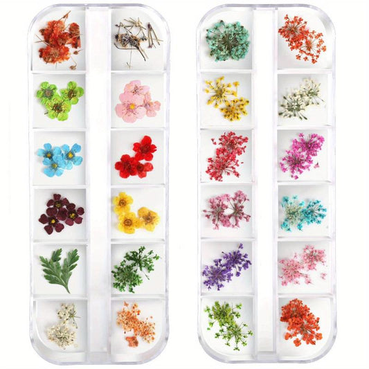 24 Colors Nail Dried Flowers 3d Nail Art Sticker For Tips Manicure Decor