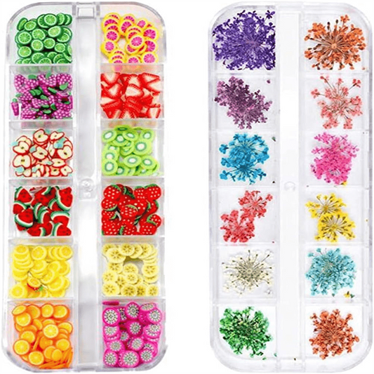 24 Colors Nail Dried Flowers 3d Nail Art Sticker For Tips Manicure Decor