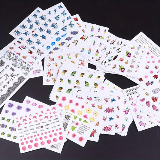 Water Transfer Nail Art Decals Butterfly Flower Designs DIY Beauty Tool Decor