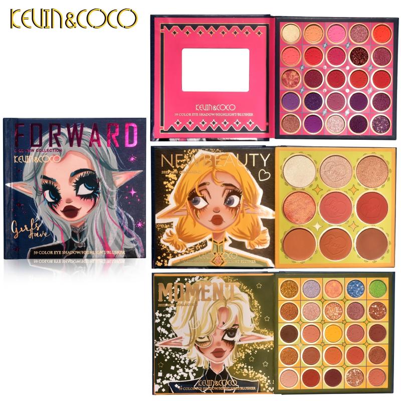 2-in-1 Eyeshadow & Highlighter Set - Matte, Shimmer, Metallic Shades