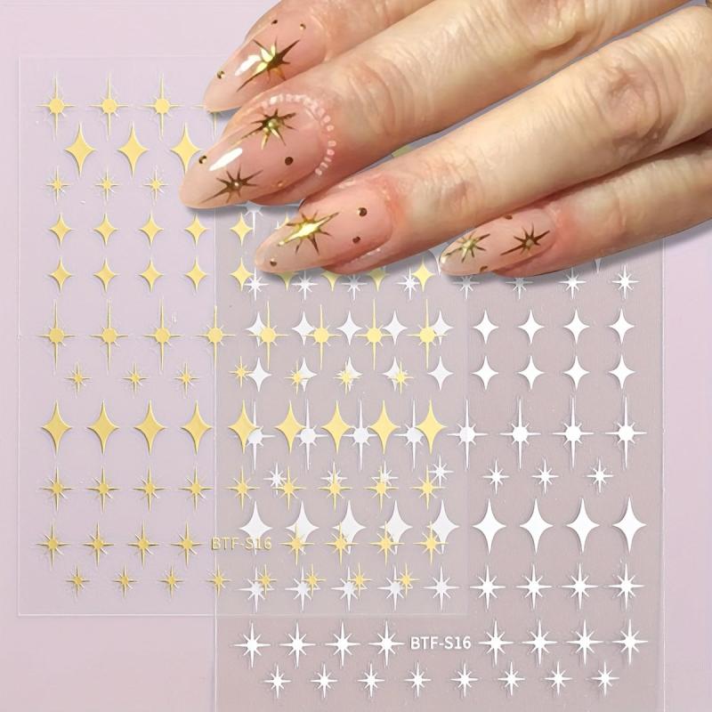 Golden Star Nail Art Stickers Self Adhesive And Decals