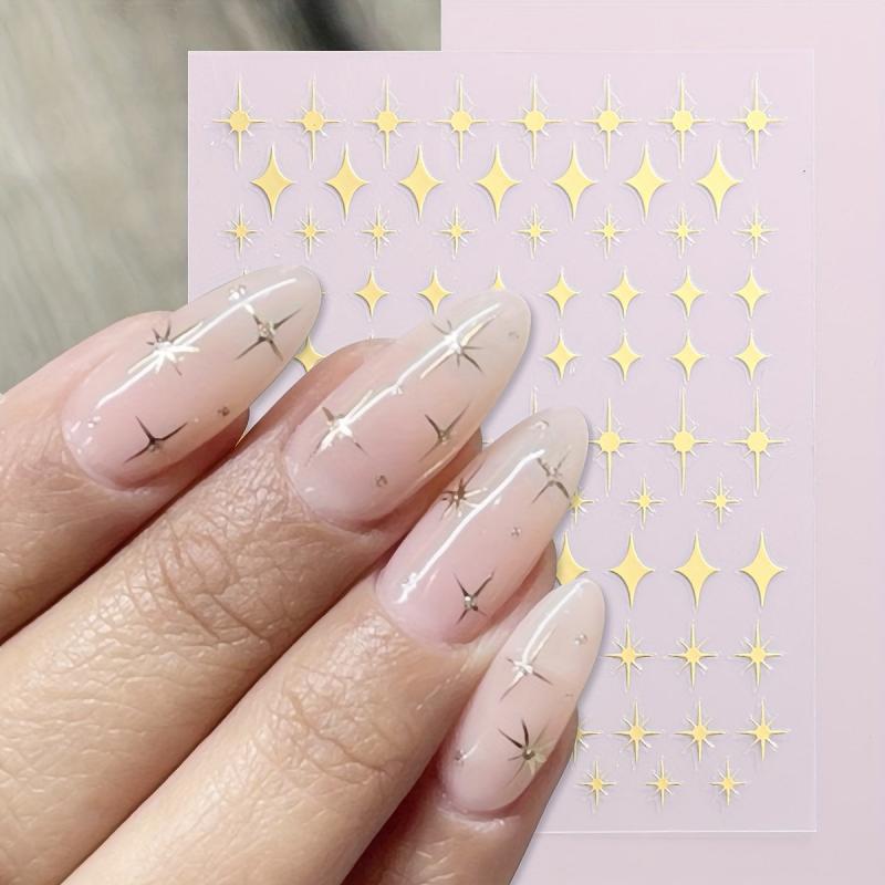 Golden Star Nail Art Stickers Self Adhesive And Decals