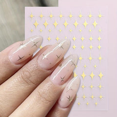 Golden Star Nail Art Stickers Self Adhesive And Decals