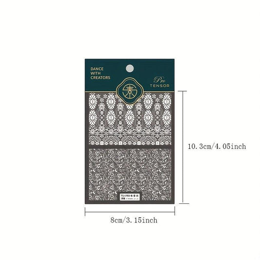 5D Holo Lace Art Nail Stickers Self Adhesive Decals for Resin Nails