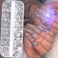 AB Crystal Rhinestone Nail Art Decoration Mixed Size Dazzling Diamonds