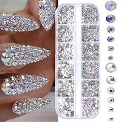 AB Crystal Rhinestone Nail Art Decoration Mixed Size Dazzling Diamonds