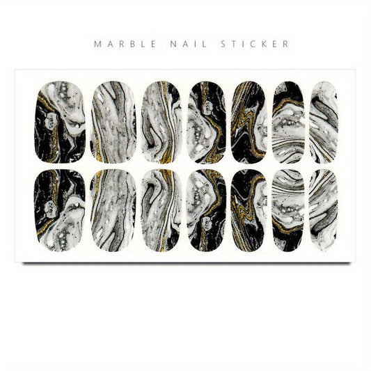 Marble Nail Polish Strips Stickers French Gel Nail Wraps