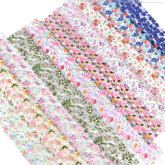 10 Sheets Nail Decals Transfer Foil Retro Floral Flower Nail Sticker