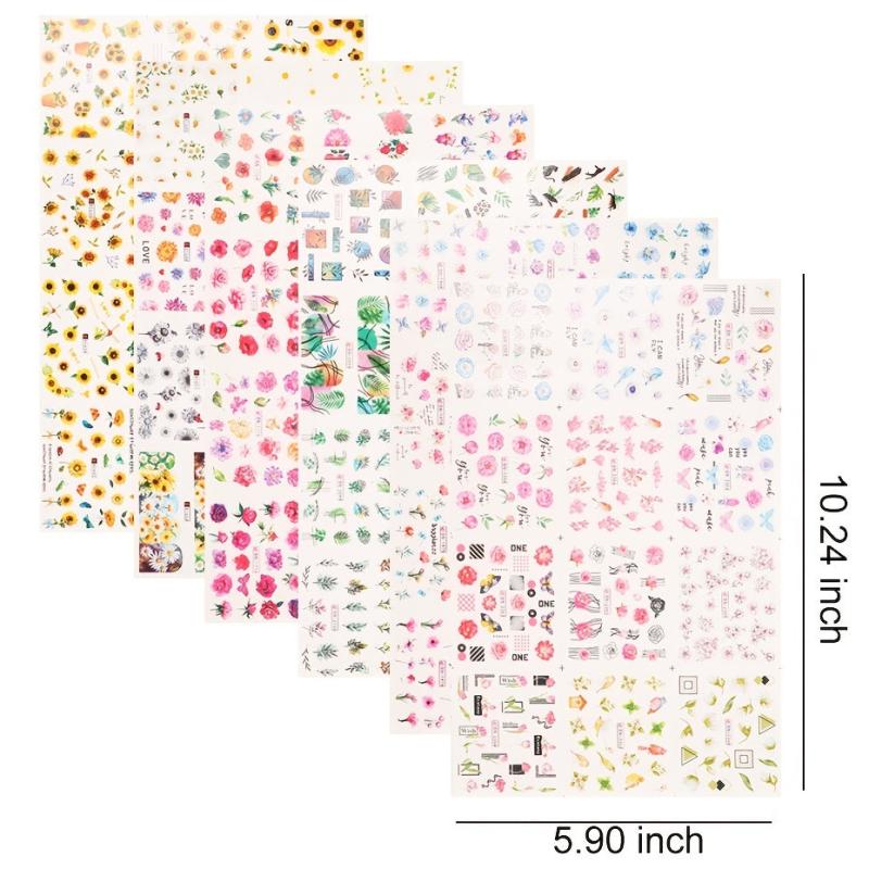 Watercolor Flowers Nail Art Stickers - Spring Summer Florals Leaves Decals