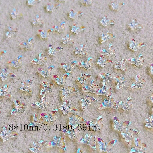 100pcs Aurora Butterfly Nail Accessories 3D Charms Nail Decoration