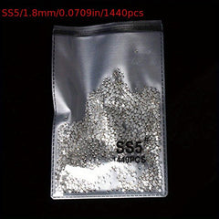1440pcs Crystal AB Nail Art Rhinestones Round Beads Non Hotfix Flatback