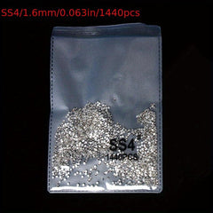 1440pcs Crystal AB Nail Art Rhinestones Round Beads Non Hotfix Flatback
