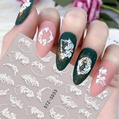5D Camellia Nail Art Stickers Set - Floral Butterfly Decals for Nail Decoration