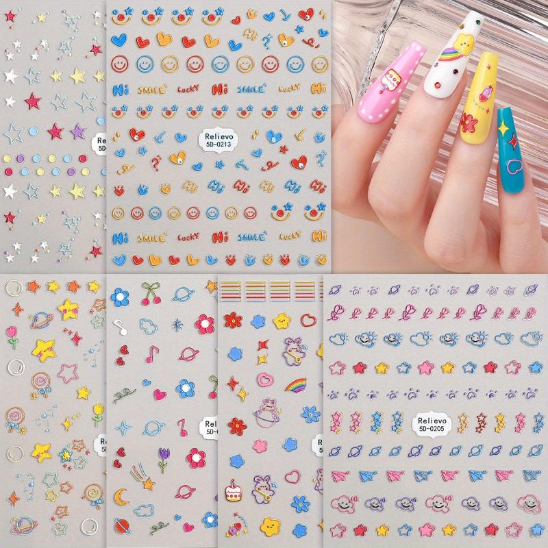 5D Cartoon Nail Art Stickers - Self Adhesive Decals for DIY Nail Art