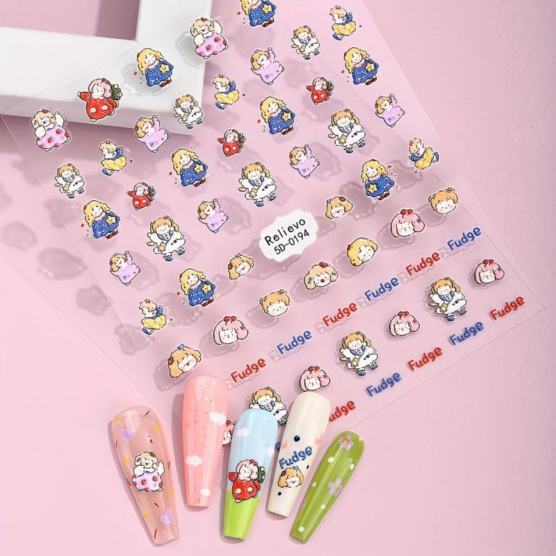 5D Cartoon Nail Art Stickers - Self Adhesive Decals for DIY Nail Art