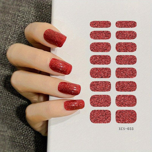 Glitter Full Wrap Nail Polish Stickers Self Adhesive Decal Strips