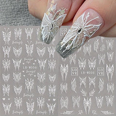 2 Sheets Cat Pattern Nail Art Stickers Self Adhesive Heart Star Nail Decals