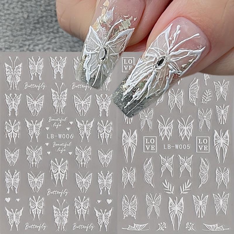 2 Sheets Cat Pattern Nail Art Stickers Self Adhesive Heart Star Nail Decals