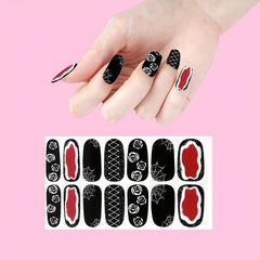 Halloween Nail Wraps Art Stickers Witch Bat Ghost Spider Pattern Self Adhesive