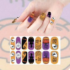 Halloween Nail Wraps Art Stickers Witch Bat Ghost Spider Pattern Self Adhesive