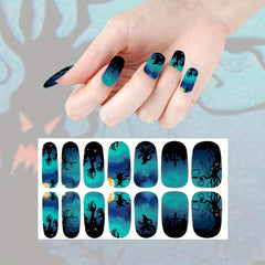 Halloween Nail Wraps Art Stickers Witch Bat Ghost Spider Pattern Self Adhesive