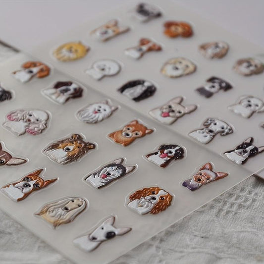 Cartoon Puppy Dog Nail Art Stickers - 5D Embossed Self Adhesive Decals