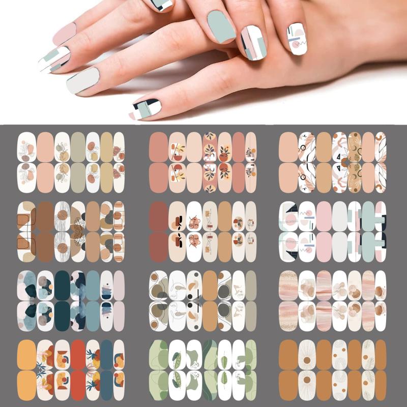 12 Self-Adhesive Nail Polish Strips - Easy Application and Removal