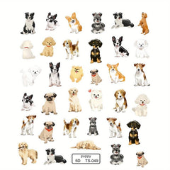 5D Cartoon Puppy Dog Nail Art Stickers Embossed Self Adhesive Decals